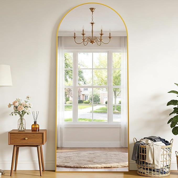 69"x28" Arched Full Length Mirror, Full Body Floor Mirror, Gold - Image 9