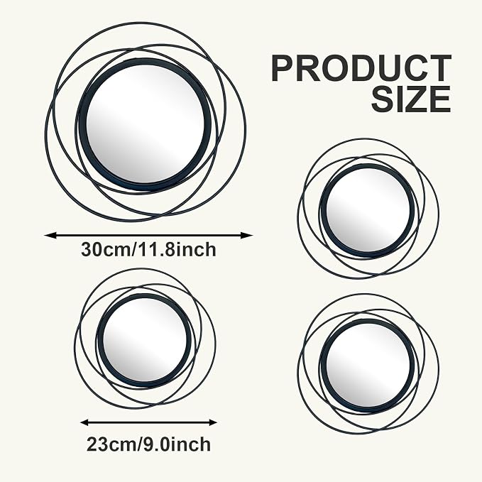 4 Piece Gold Round Wall Mirror Set Modern Metal Circles for Home Decor - Image 6
