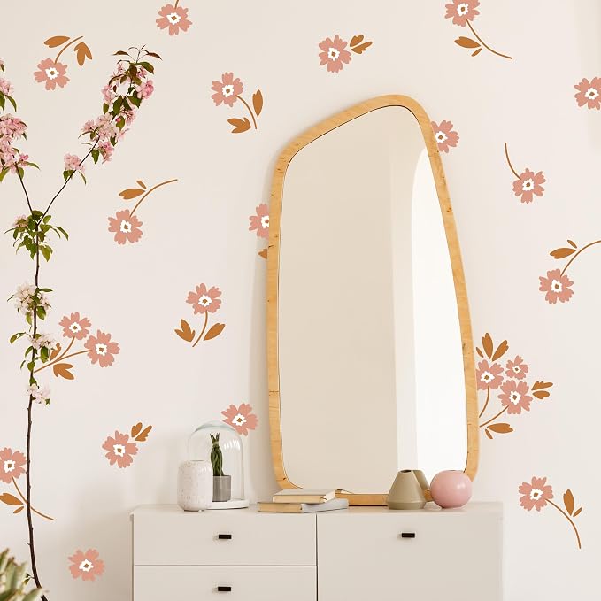 Boho Flower Wall Decals - Set of 30 Vinyl Flower Room Decor Peel and Stick Removable Floral Stickers for Nursery Bedroom Bathroom - Image 5