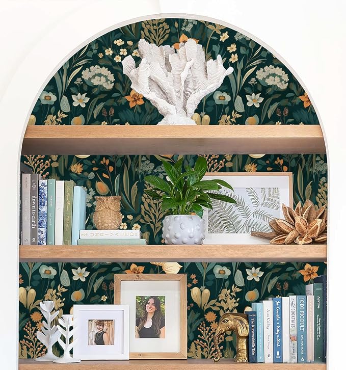Orainege Vintage Floral Peel and Stick Wallpaper Boho Floral Contact Paper | 17.3inx393.7in Flower Self Adhesive Wallpaper for Bedroom Removable Wall Paper Decorative - Image 5