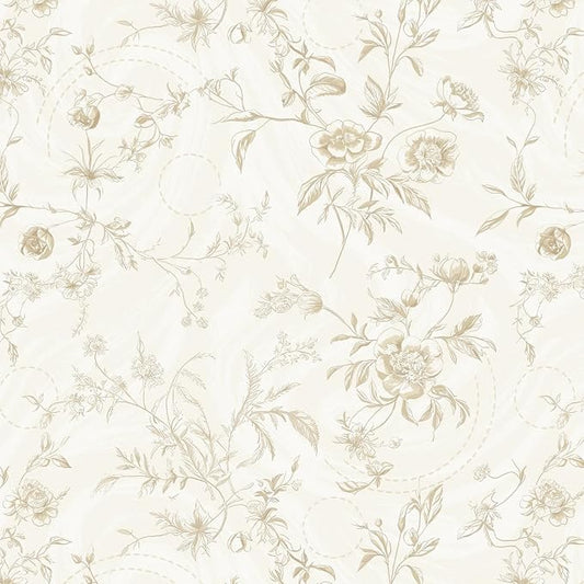 Ismoon Peel and Stick Wallpaper Floral Vintage Stick on Wall Paper Beige French Textured Contact Paper for Cabinet Removable Self Adhesive Wallpaper Vinyl Roll Shelf Deco, 17.3x78.7in by Ismoon