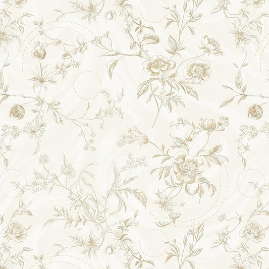 Ismoon Floral Peel and Stick Wallpaper Vintage Beige Stick on Wall Paper French Textured Contact Paper for Cabinet Removable Self Adhesive Wallpaper Vinyl Roll Shelf Decro, 17.3x393in by Ismoon