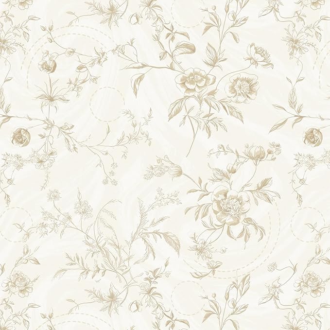 Ismoon Floral Wallpaper Peel and Stick Vintage Beige Stick on Wall Paper French Textured Contact Paper for Cabinet Removable Self Adhesive Wallpaper Vinyl Roll Shelf Deco, 17.3x196in by Ismoon