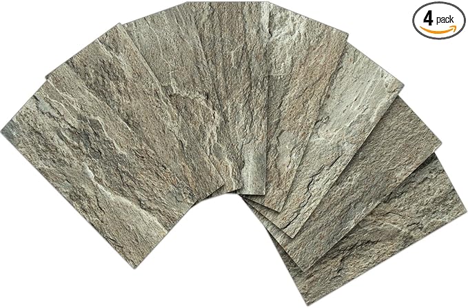 AULIGET 4-Piece Faux Stone Peel and Stick Backsplash Wall Tiles, 3" x 6" Apache Brown Rock PVC Stick on Tile for Backsplash Kitchen, Bathroom, Laundry Room, Camper, Fireplace by AULIGET
