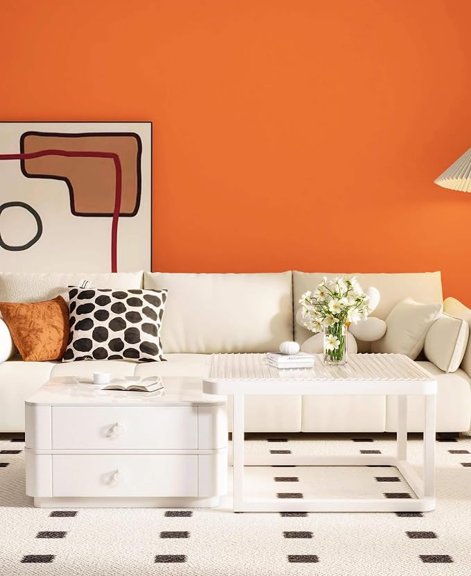 Dimoon 118''x17.7'' Orange Peel and Stick Wallpaper Contact Paper Modern Self Adhesive Wall Paper Removable Renter Friendly Textured Solid Color Shelf Vinyl Roll (118''x17.7'',Tropical Orange) - Image 6