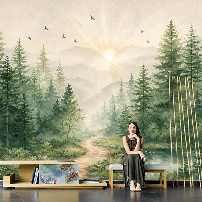 Pine Forest Wall Murals Peel and Stick Canvas Wallpaper | Large Removable Woodland Mural for Living Room Bedroom Office Home Decor and Accent Walls in Multiple Standard Sizes - Image 6
