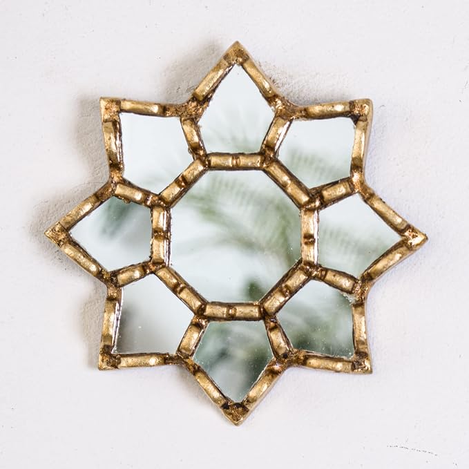 Peruvian Wall Mirrors Set 3pc Gilded Bronze Leaf Home Decor - Image 4