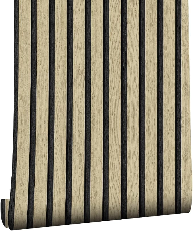 myforHD Wallpaper Peel and Stick Wood Grating Stripe Self-Adhesive Wallpaper Faux Wood Contact Paper Wood Slats Self Adhesive Wall Paper PVC Vinyl Film Removable Waterproof (Wood B, 17.3" x 236") by myforHD