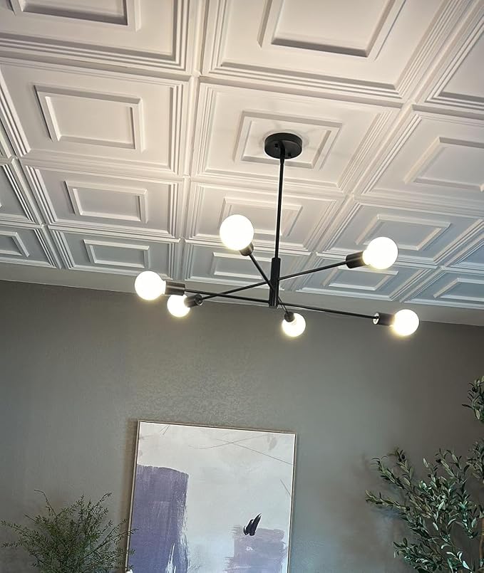 STICKGOO PVC Ceiling Tiles, 2'x2' Glue Up Ceiling Panel White to Prevent Breakage Cover 96 Sq. Ft, Pack of 24 Tiles - Image 4