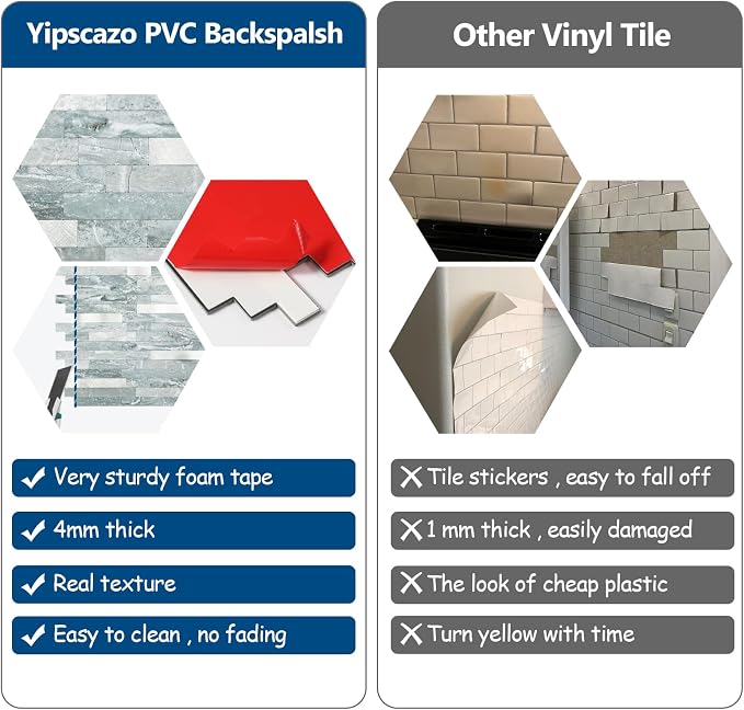 20 - Sheet Peel and Stick Backsplash Wall Tile, PVC Kitchen Backsplash, Stick on Tiles for Backsplash Kitchen (12'' X 12'', Polished Cyan) - Image 7