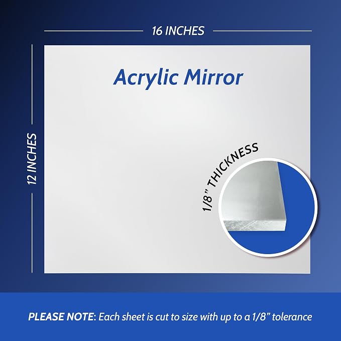 Duco USA-Made Acrylic Mirror Sheet 1/8 Inch Thick 12" x 16" (with Adhesives) - Pack of 2 Silver Frameless Plastic Mirror for Walls, Home Gyms, Bathrooms, & More - Shatter-Proof Mirrored Plexiglass - Image 3