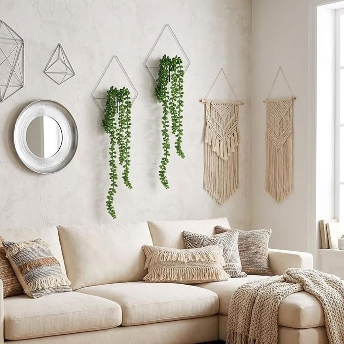 Canlierr 4 Pcs Wall Decor Hanging Planters, Succulent, Silver - Image 4