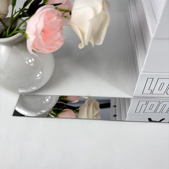 20-Piece Peel-and-Stick Acrylic Mirror Wall Trim (Silver) - Image 3