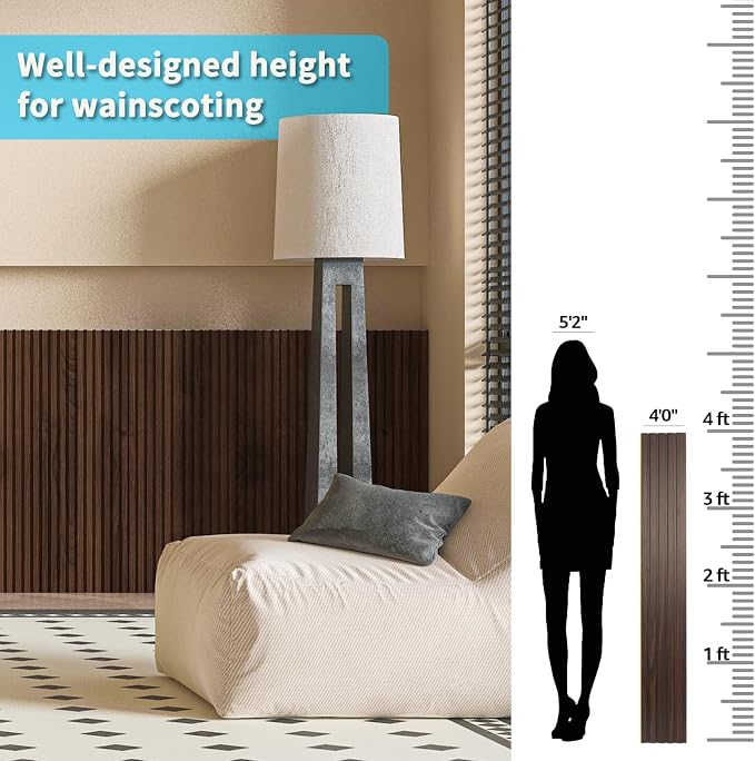 Art3d 48 x 6 in WPC Wood Slat Wall Panels, 3D Wall Accents, 16-Pack, Walnut | Real Wood Grain, Durable, Water Resistant, Wear-Resistant, No Emission, Eco-Friendly, Easy to Care, for Living Room, Bedroom - Image 6