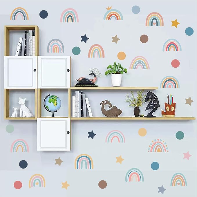 Star Stickers Dots Rainbow Wall Decals for Girls Bedroom, Boho Dot Wall Stickers Peel and Stick Murals Star Decals for Nursery Children Baby Kids Living Room Home Decorations - Image 3