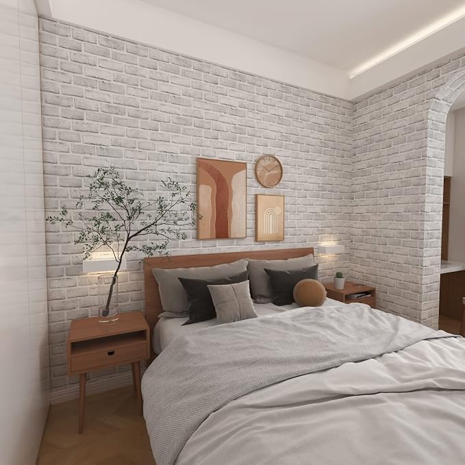 Cohoo Home White Brick Wallpaper Peel and Stick Contact Paper Faux 120”×18” | White Gray Brick Contact Paper for Walls Self Adhesive Removable Wall Covering for Kitchen, Bedroom, Fireplace & Backsplash - Image 7