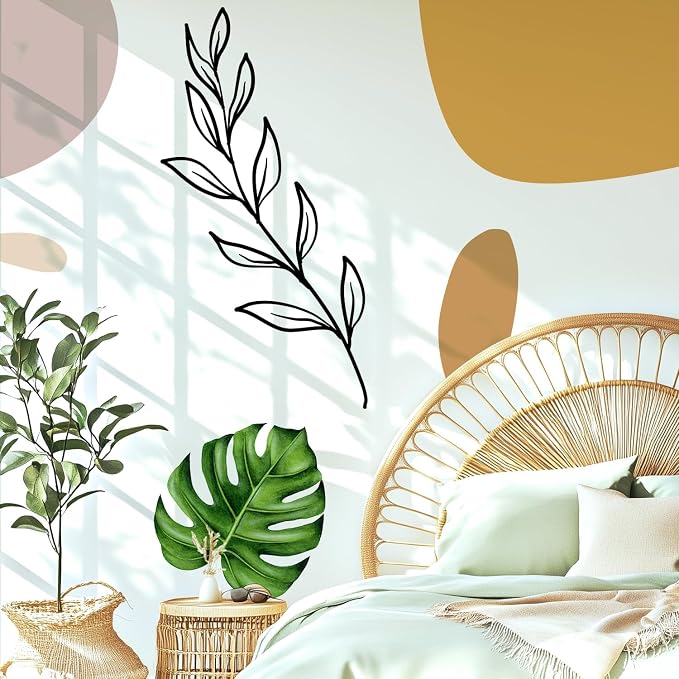 Tropical Monstera Leaf Wall Decal - Modern Abstract Plant Stickers with Geometric Shapes - Boho Minimalist Wall Decor Art for Bedroom, Living Room, Nursery - Removable Vinyl Mural for Home Decor - Image 5