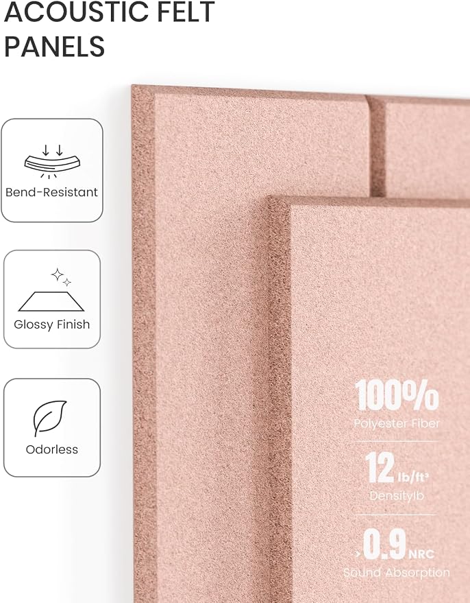Fluxynara Felt Bulletin Board & Cork Board Alternative, Pink | 48" x 36" Pin board, Removable Adhesive Tabs, Easy Install Without Wall Damage, For Home Office Decor - Image 4