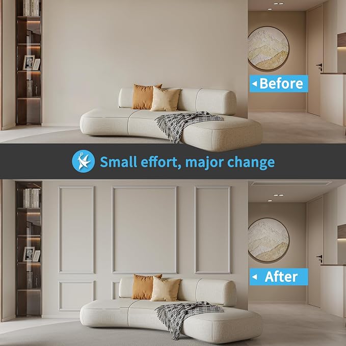 Art3d Pre-Cut Wall Molding Set, Ready-to-Assemble Panels, 3 Top 3 Bottom | Ready-to-Assemble Wainscoting Panel, High-Impact, Precision Pre-Cut, DIY-Friendly, Ideal for Indoor Wall Decor, Accent Walls - Image 4