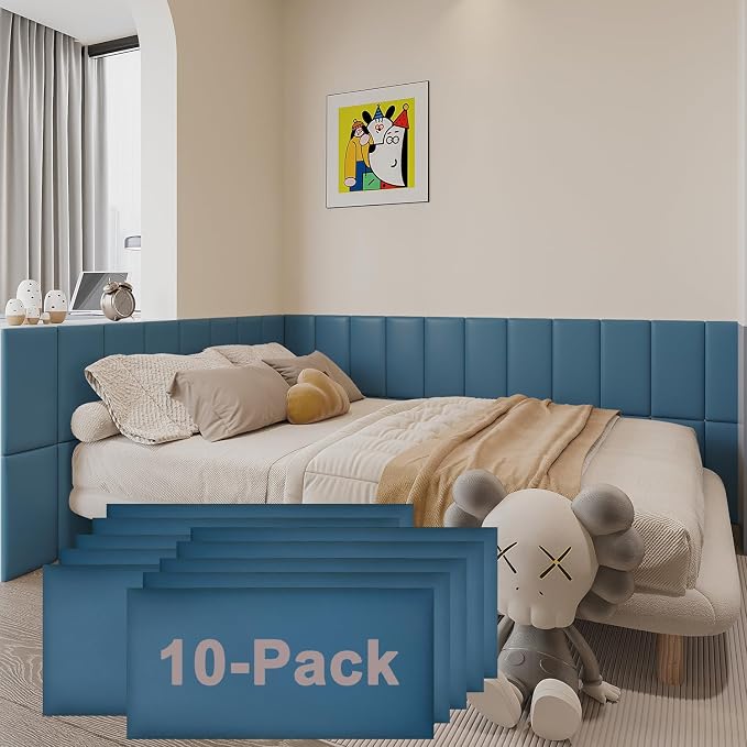 YU LI 3DH 3D Anti-Collision Wall Padding for Kids Self-Adhesive 10PCS Blue headboard Panels for Wall Peel and Stick headboard by YULI3DH