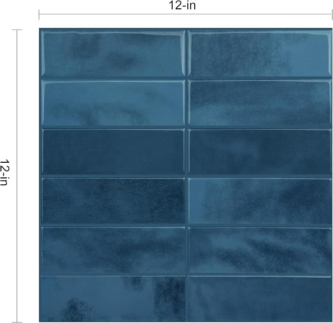 Select 5 Pack Peel and Stick Backsplash Square Tiles, 12x12 in, Blue | Extra Thick 3D Wall Panels, Heat & Water Resistant, Easy DIY Kitchen, Bathroom, Laundry, Fireplace & Rental Home Wall Décor - Image 6