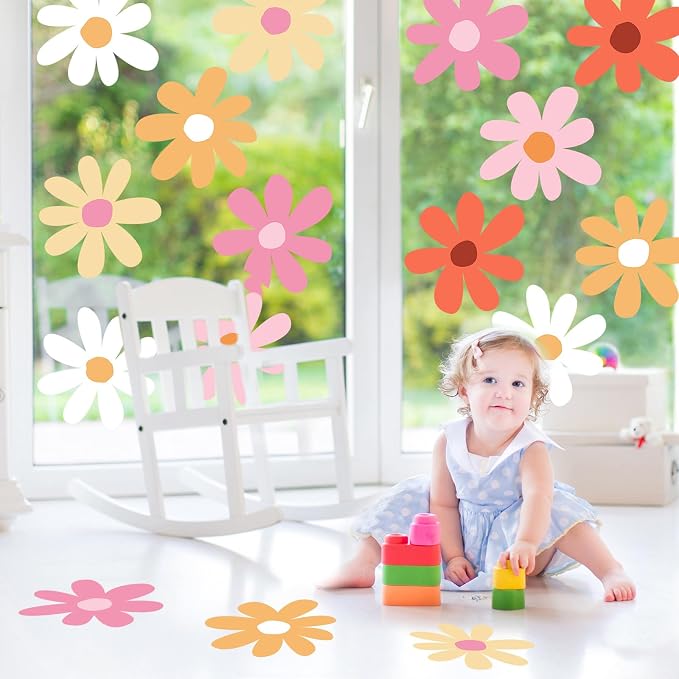 TaoBary 12 Sheet Daisy Wall Sticker Decal Removable Big Flower Sticker | Colorful Flower Wall Sticker, Large Floral Decal, Daisy Bedroom Room Decor, Peel and Stick, Nursery Home Wall Decor - Image 7