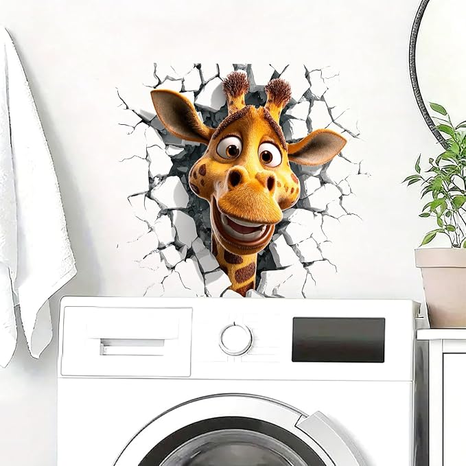 Giraffe Wall Decals Stickers, Funny Cartoon Animal Wall Art Peel and Stick, Removable Vinyl Wall Decor for Bedroom, Living Room, Office, Home Decoration - Image 7