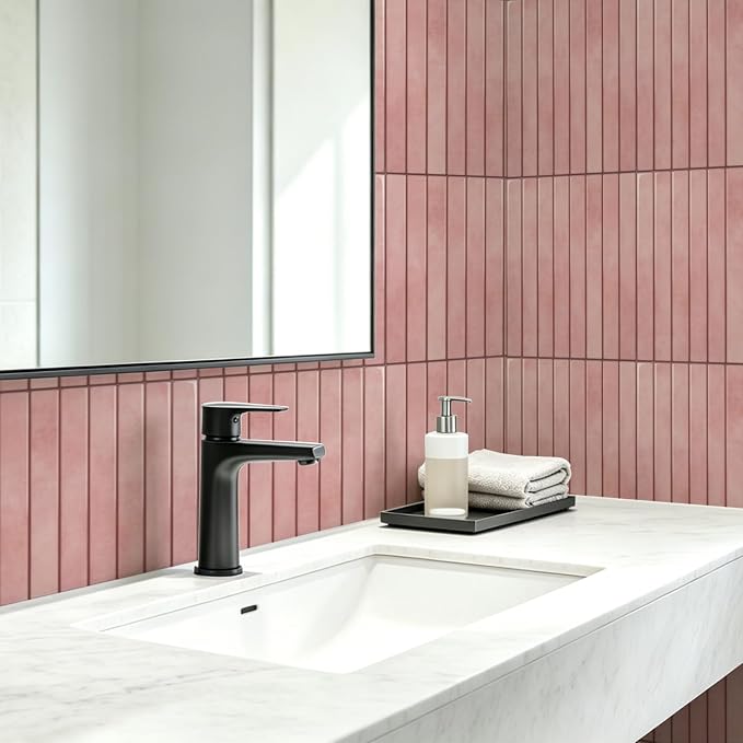 WOWSTAR 10-Sheet Thickened Pink Peel and Stick Backsplash for Kitchen, Back Splashes Stick on Tile, Waterproof Wall Tiles - Image 8