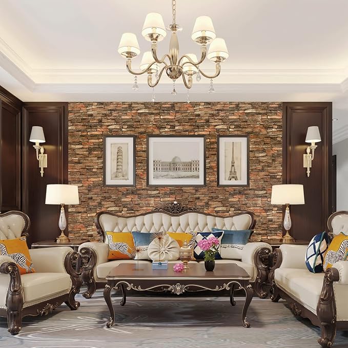 Yutianli 7mm Thick Anti-Collision self Adhesive 3D Wall Panels Peel and Stick,10-Pack 57 Sq.Ft Antique Faux Brick Wall Panels Foam Faux Stone Wallpapers for Bedroom (10, Style A) - Image 2