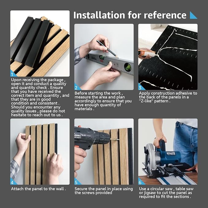 Art3d 4 Pack 47.2 x 23.6in. Wood Slat Acoustic Panels for Wall and Ceiling - 3D Fluted Sound Absorbing Panel with Wood Finish - Matte Black - Image 8