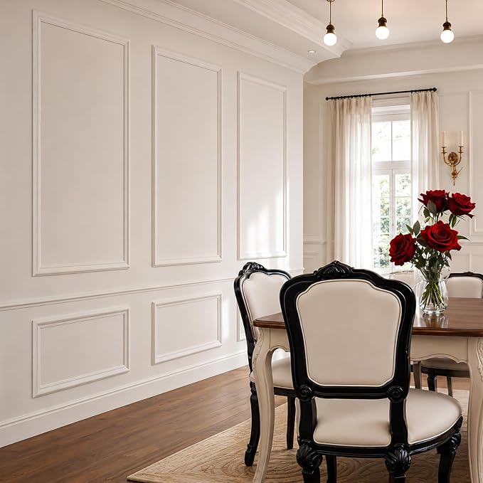 Peel and Stick Wall Molding Kit,Pre Cut Accent Wainscoting Panels,24x54in | 3 Sets,Self Adhesive,Paintable,PVC,Premade - Image 3