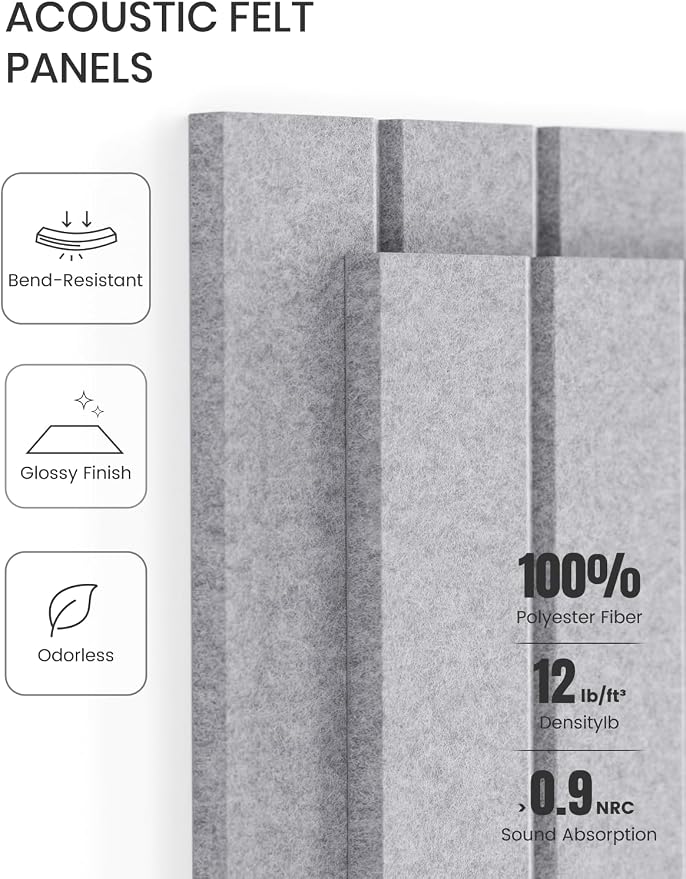 Fluxynara 48" x 36" Large Felt Bulletin Board, Soft Gray | 12 Pack Cork Board Alternative with 60 Safe Adhesive Tabs, Pin Boards for Wall Decor, Home, Office, Classroom,Dorm - Image 5