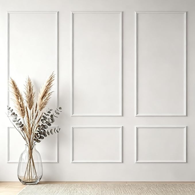 3 Sets Framed Premade Peel and Stick Wall Molding Kit – Pre-Cut Wainscoting Panels Set, Self-Adhesive Installation for Living Room, Bedroom Accent Wall Decor（63 * 39IN-39 * 28IN） by YUJIASH