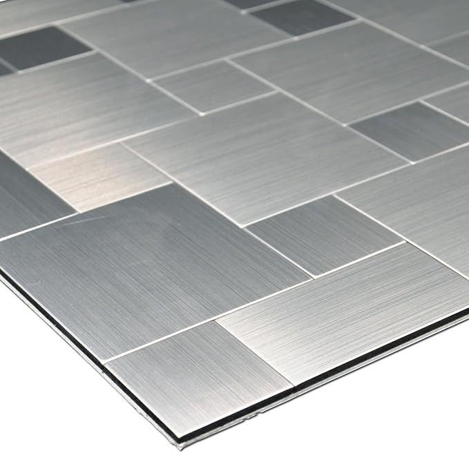 Art3d Metal Peel and Stick Backsplash Tile, 10-Pack, Brushed Silver | Stainless Steel, Self Adhesive, Waterproof, Durable, Seamless Splicing, Ideal for Kitchens, Bathrooms - Image 7
