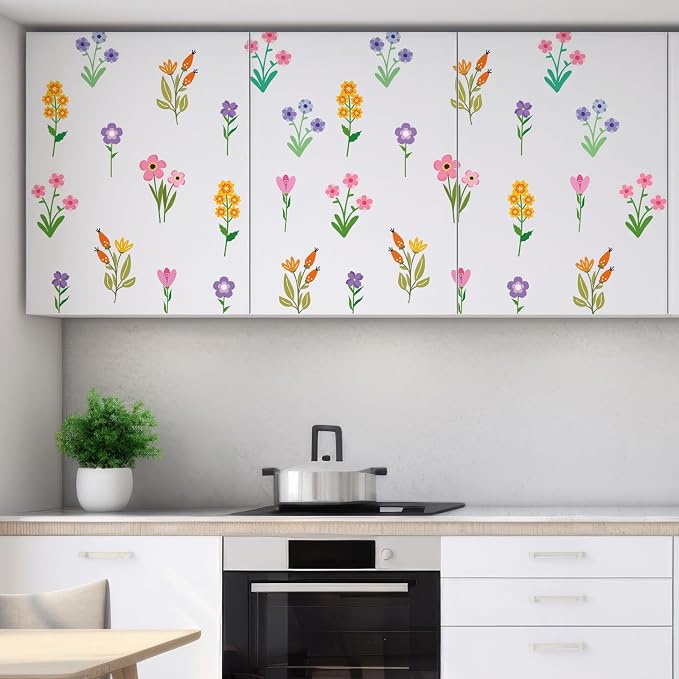 Zonon 6 Pcs Flower Wall Decals Peel and Stick Sticker, Small Flower | Vinyl Removable Wall Stickers & Murals, Small Cute Flower Wall Decals, Cartoon Floral Decor for Bedroom, Living Room, Nursery - Image 4