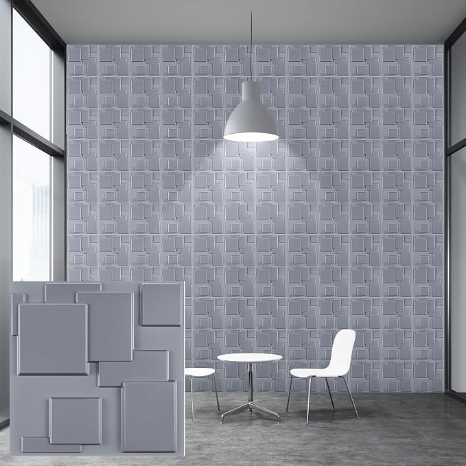Heikki 30 Pack 3D Wall Panel for Interior Wall Décor, PVC Flower Textured Wall Panels for Living Room Bedroom Hotel Office, 11.8"x11.8", Double-Sided Tape (Gray-YJ) by YourBestChoices