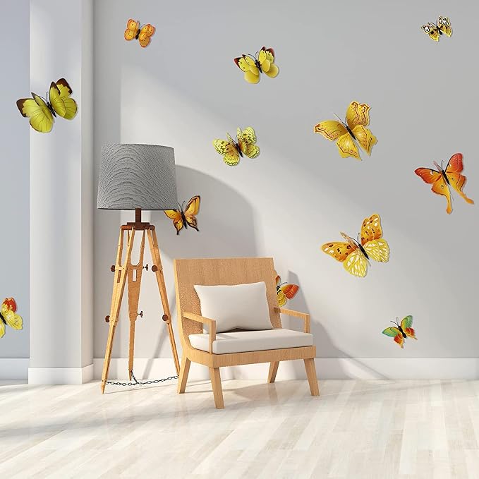OPSEAM 3D Butterfly Wall Decor Butterfly Decorations Stickers with Magnets | 48 PCS Gold,12 Styles Double Layer Butterfly for Classroom Decoration,Locker Refrigerator, Reusable,Waterproof - Image 5