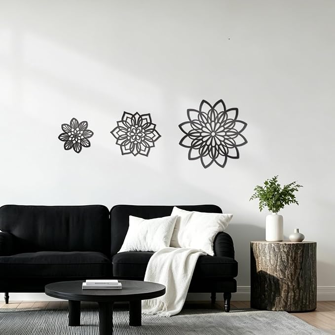 Zzbakress 3 Pcs Metal Flowers Wall Art Bathroom Wall Decor, Black Elegant | Farmhouse Flower Bathroom Decor Wall Decorations For Bathroom, Living Room, Office, Kitchen, Hallway And Outdoor - Image 5
