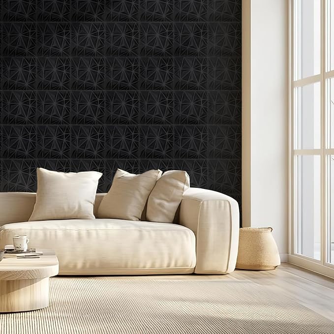VEVOR 3D Wall Panels, 33-Pack 11.81 x 11.81 in PVC Modern Art Minimalist Diamond Tiles, 32 Sq.Ft Coverage Accent Wall Panel, Interior Home Decor for Ceiling, Bedroom, Living & Gaming Room, Matte Black - Image 8