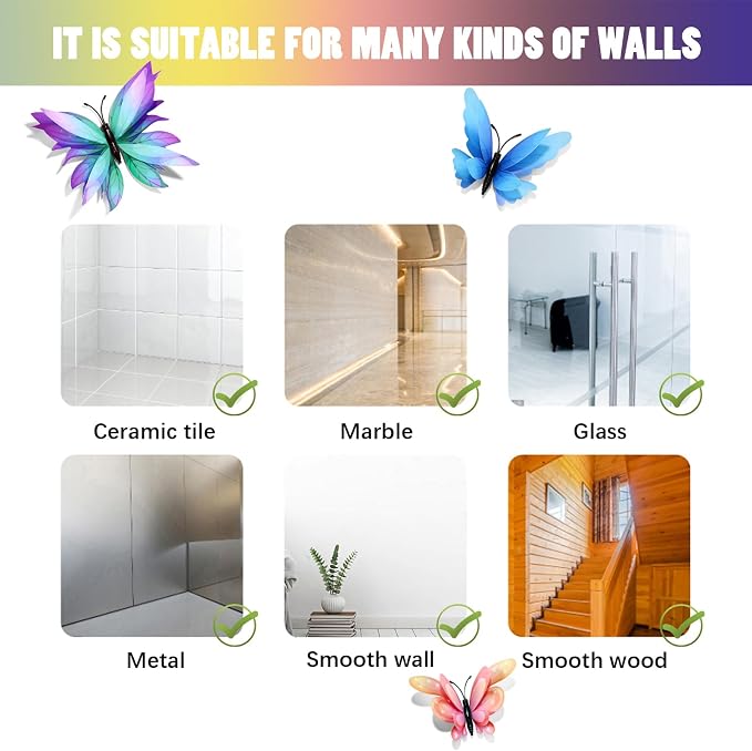 SAOROPEB 3D Butterfly Wall Decor, 24 Pcs Fairy Butterfly Decorations | Double Layer for Party Decorations Locker Decor Refrigerator Decal, Reusable - Image 8