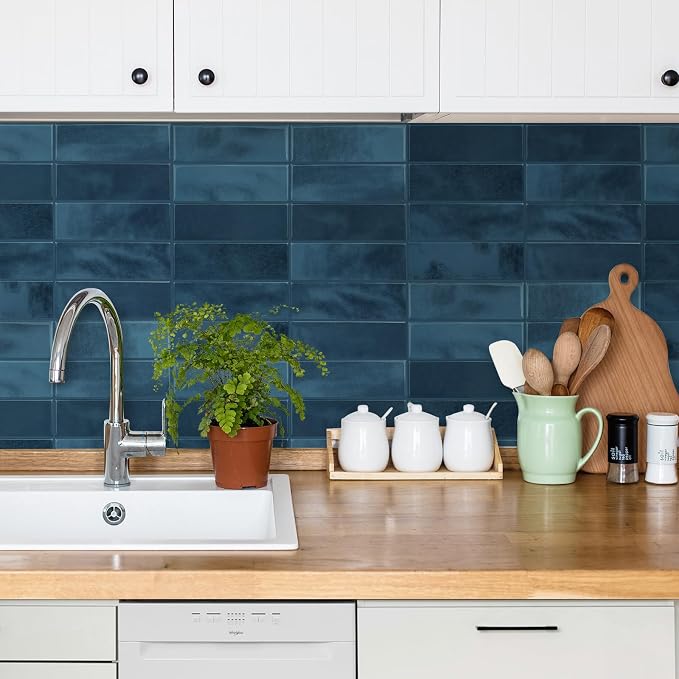 Select 5 Pack Peel and Stick Backsplash Square Tiles, 12x12 in, Blue | Extra Thick 3D Wall Panels, Heat & Water Resistant, Easy DIY Kitchen, Bathroom, Laundry, Fireplace & Rental Home Wall Décor - Image 5