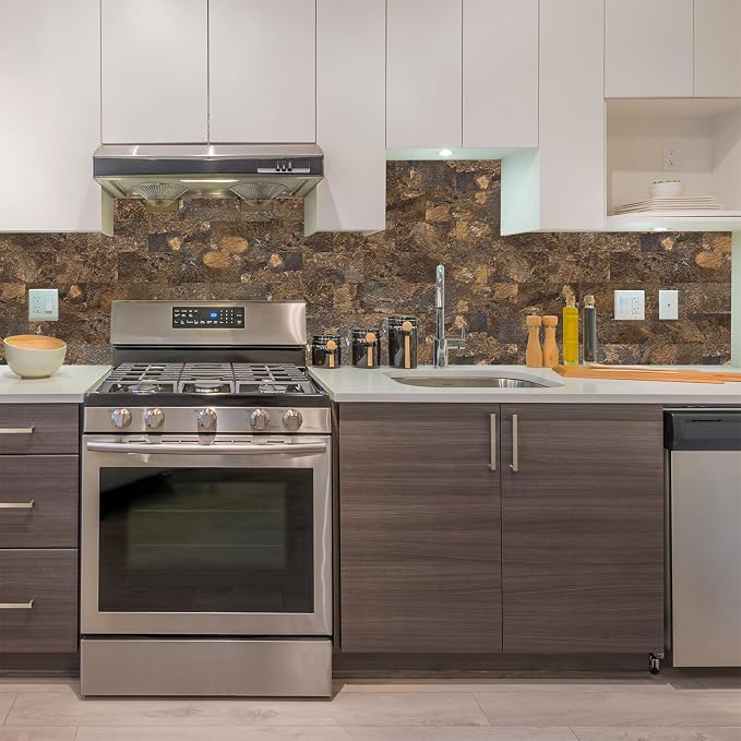 StyloVue 4 Pieces Peel and Stick Backsplash for Kitchen, 3" x 6" PVC Subway Tile 2026 Upgraded Rust Slate Backsplash Stick on Tile Elevate Kitchen, Bathroom, Fireplace,RV - Image 2