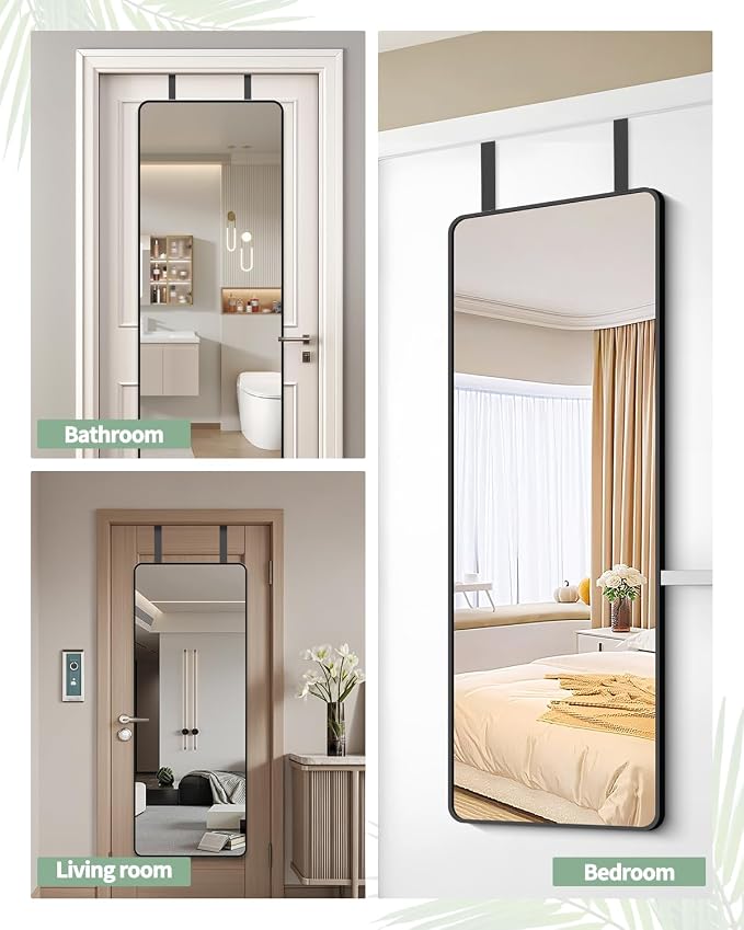 2 PCS Over The Door Mirror Hanger, Adjustable Door Mirror Hanger, Five-Hole Over The Doors-Mirrors Hook, Mirrors Doors Hangers with 2 Iron Filings and Screws (Black) - Image 6