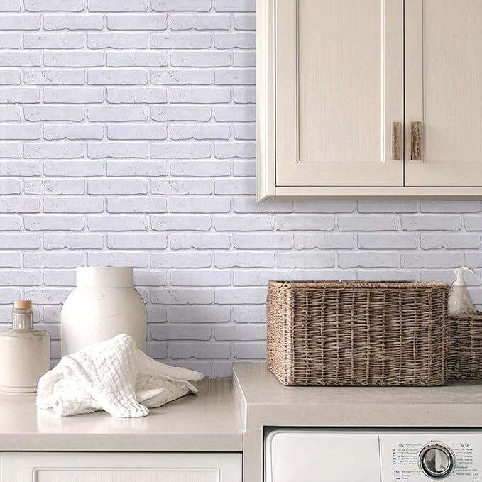 3D Faux Brick Wall Panels Peel and Stick, Designed for Quick DIY | White, 10 Pcs 15.7" x 11.8", Brick-Look, Ultra-Light PVC Fake Brick Wall Covering Tiles for Wall Renovation, Cover 12.9 sq ft - Image 6