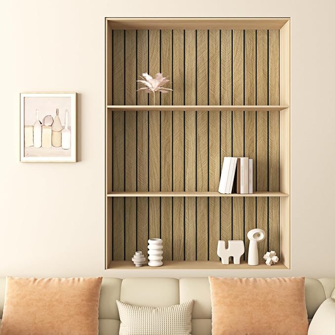 Wallercity Thick Brown Slats Wood Grain Wall Panels 11.8''x118'' Peel and Stick Sound Absorption 3D Wood Panels Vinyl Self Adhesive Waterproof Flexible Wooden Fence for Bedroom Living Room Wall Decor - Image 6