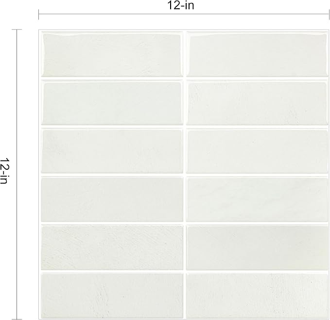 Select 5 Pack Peel and Stick Backsplash Square Tiles, 12x12 in, Stone White | Extra Thick 3D Wall Panels, Heat & Water Resistant, Easy DIY Kitchen, Bathroom, Laundry, Fireplace & Rental Home Wall Décor - Image 6