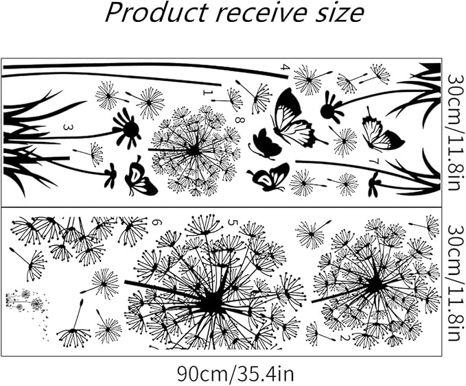 Arawat Dandelion Wall Decals - 2 Set Flower Stickers Murals Butterflies Peel and Stick Room Decor for Bedroom, Office, Bathroom, Living Room - Image 6