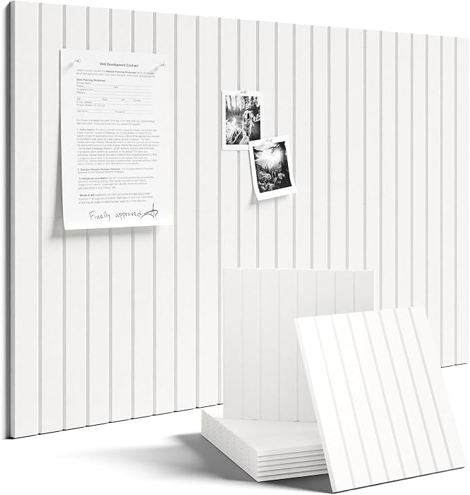 Fluxynara 36" x 24" Large Felt Bulletin Board, Milky White | 6 Pack Cork Board Alternative with 30 Safe Adhesive Tabs, Pin Boards for Wall Decor, Home, Office, Classroom,Dorm by FLUXYNARA