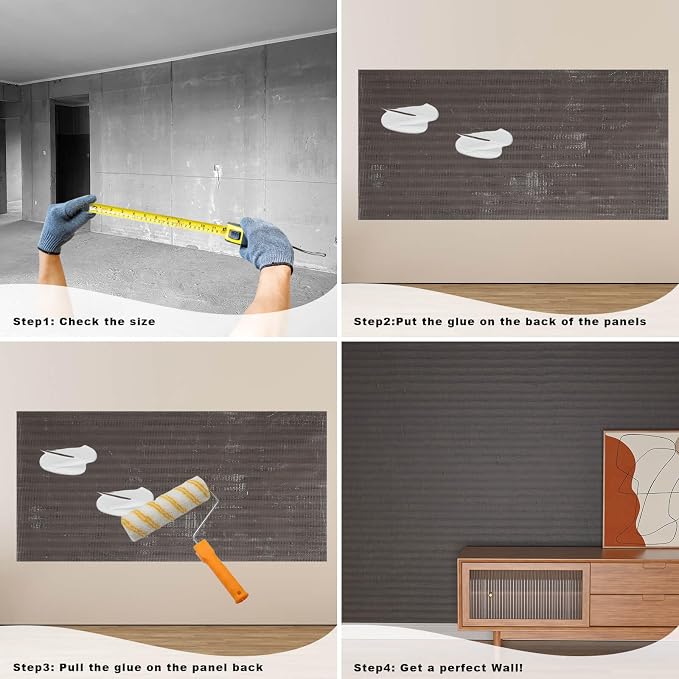 3D Wall Panels - 4PCS 47.2"x23.6" Faux Stone Wall Covering - MCM Modified Clay Material for Home Art, Accent Brick, Modern Exterior/Interior Decoration, Covering 31 sq.ft Texture Black - Image 5