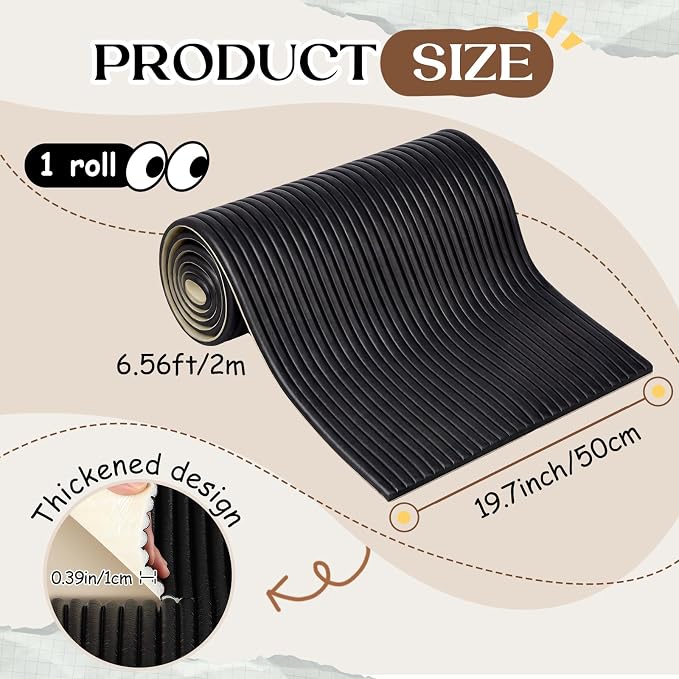 19.7 x 78.7 Inch Wall Padding for Kids, Black, 1 Roll | Anti Collision Wall Padding Padded Wall Panels 3D DIY Headboard for Autism Playroom Nursery Bedroom Living Room Corner Guards - Image 2